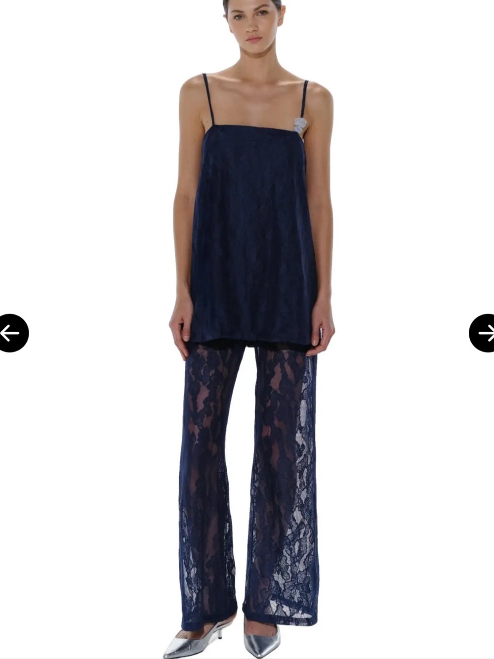 NWT BAOBAB Porto Navy Lace Wide-Leg Pant & Sleeveless Tunic Set